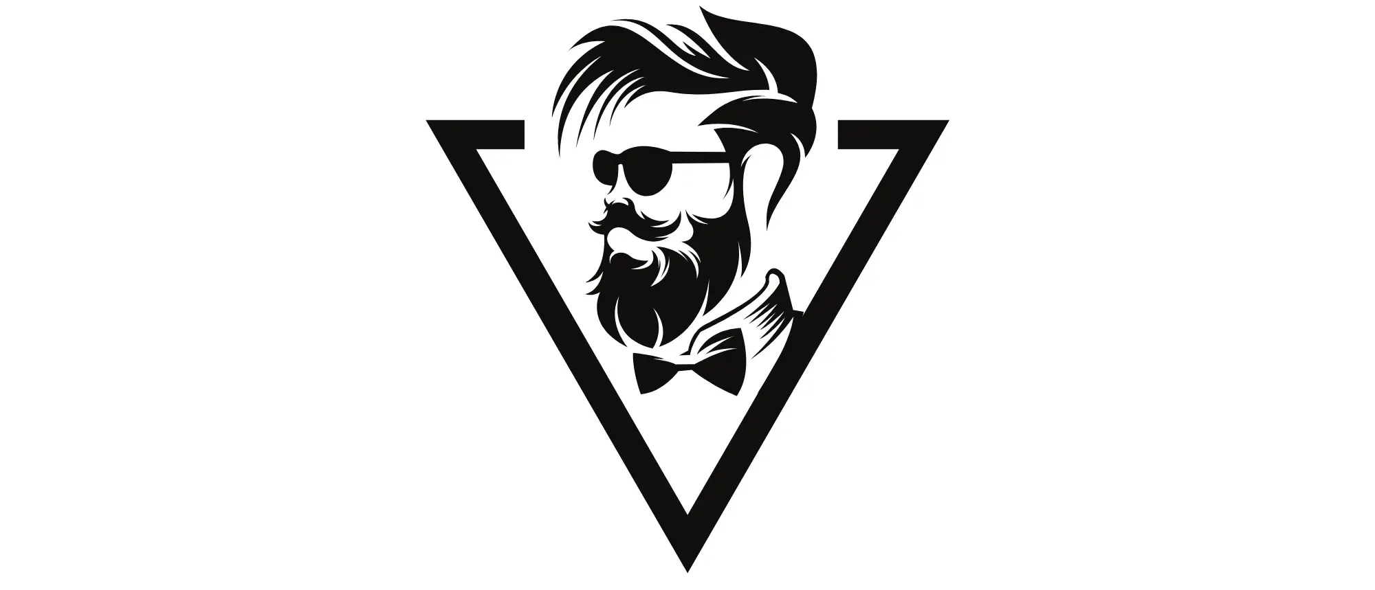 Mid Taper Fade logo - bearded man with stylish hairstyle in triangle frame