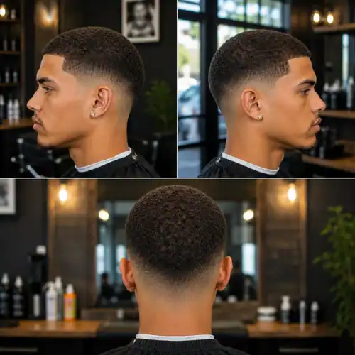 curly buzz cut curly hair mid taper fade haircut