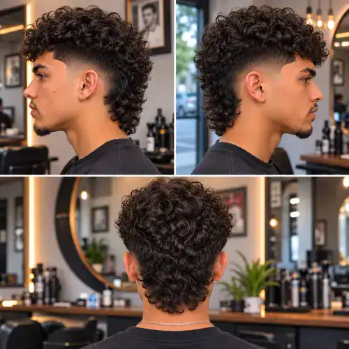 curly mullet curly hair mid taper fade haircut