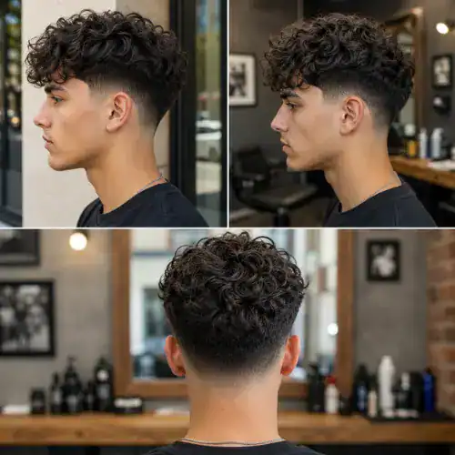 loose curls curly hair mid taper fade haircut