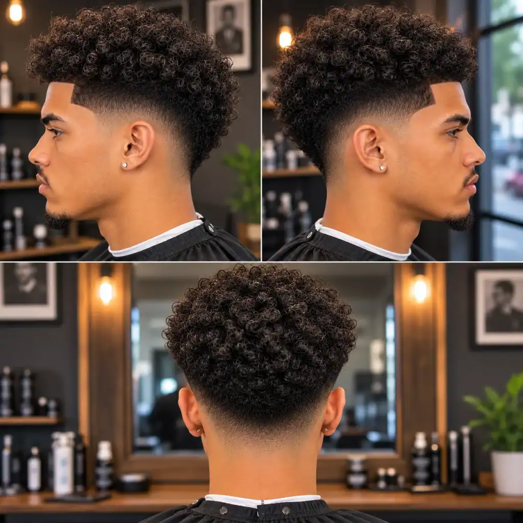 natural curls curly hair mid taper fade haircut