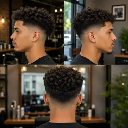textured curls curly hair mid taper fade haircut
