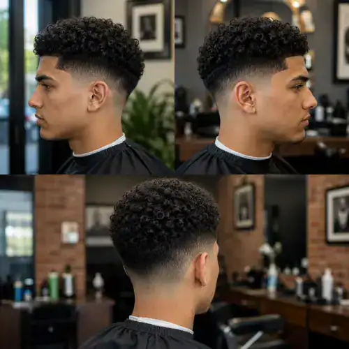 tight curls curly hair mid taper fade haircut