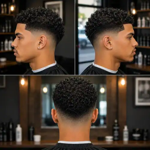 wet curls curly hair mid taper fade haircut