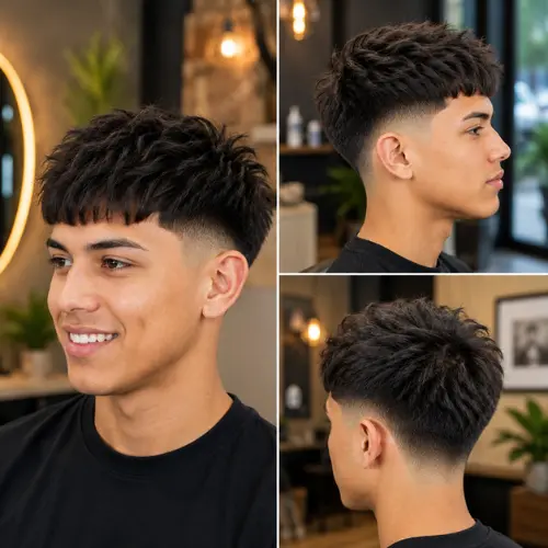 Mid Taper Fade Blowout for Thin Hair with lightweight volume and textured styling