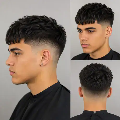 short mid taper fade fringe haircut style for men