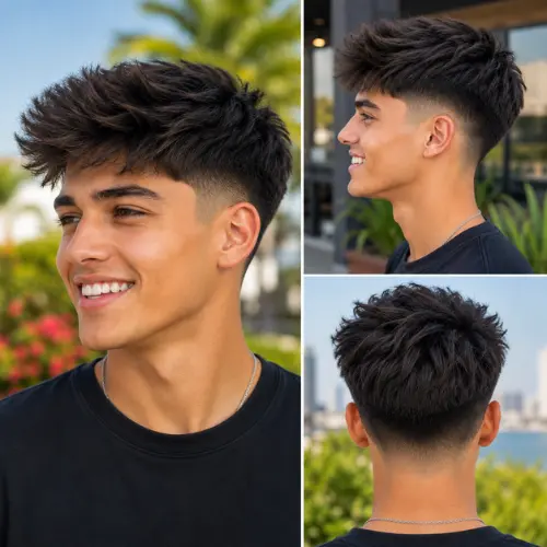 Straight mid taper fade blowout for men