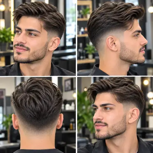 soft comb over mid taper fade haircut