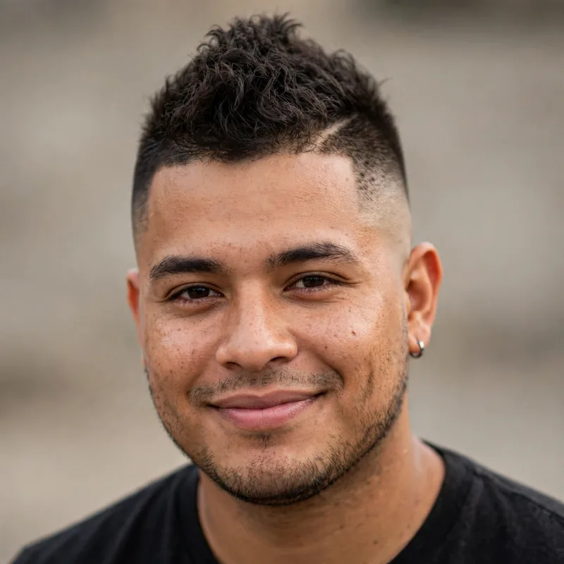 Burst fade mohawk with faded sides and defined mohawk strip