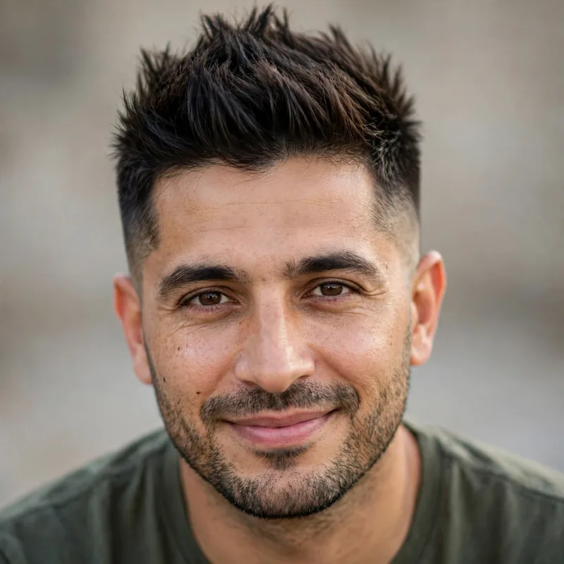 Burst fade faux hawk with top styled upward