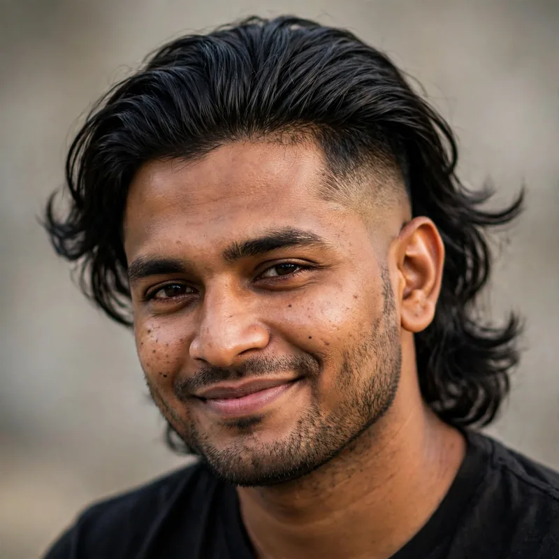Burst fade with long top swept back