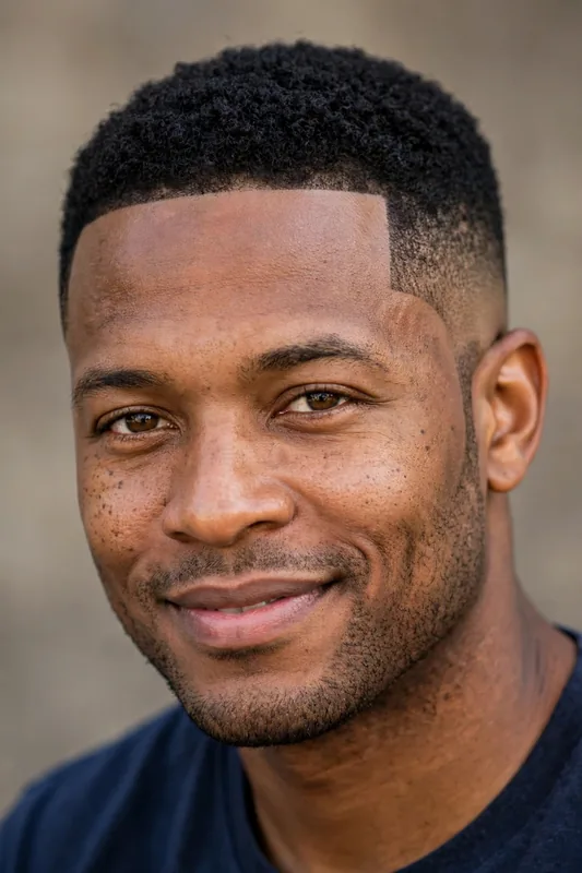Burst fade with sharp lineup along the hairline