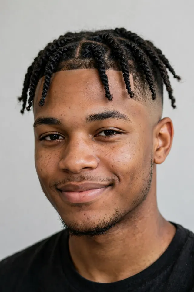 Starter twist dreads with mid taper fade for new locs