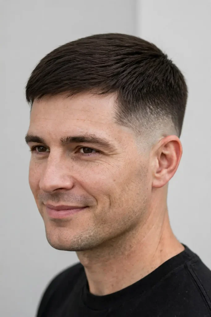 classic mid taper on straight hair front view