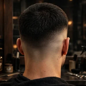 Taper fade back view showing smooth neckline gradient